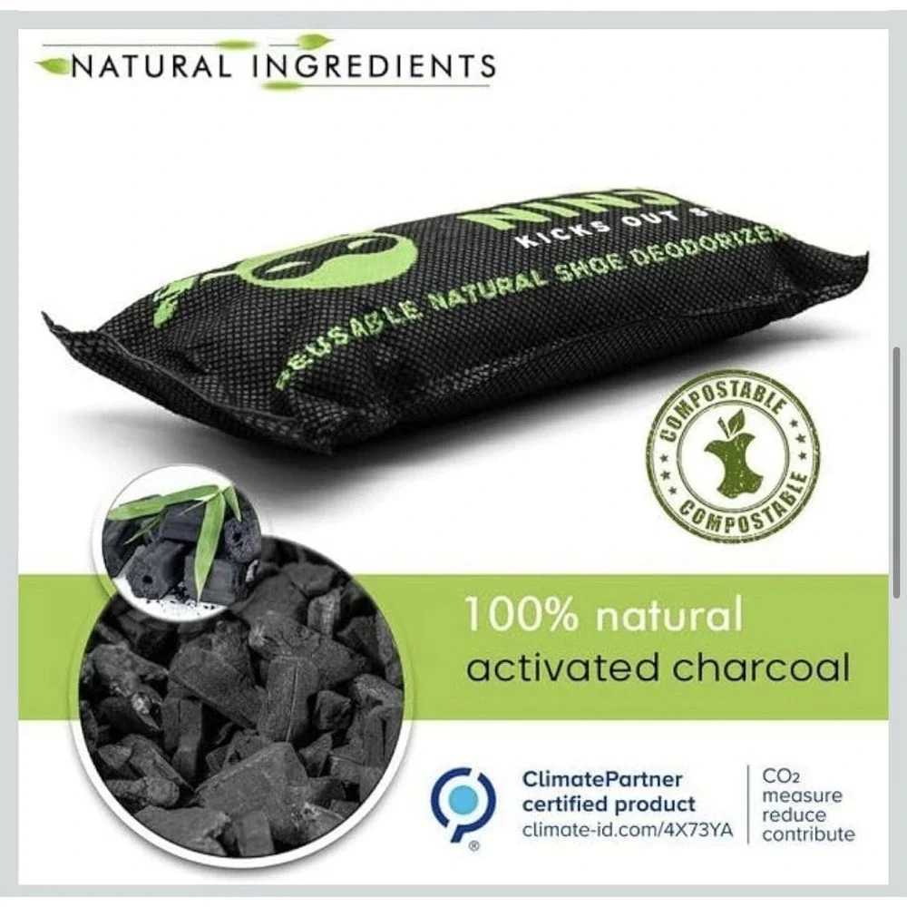 4 Charcoal Shoe Deodorizer Inserts - Shoe Odor Eliminator - Activated Charcoal‎